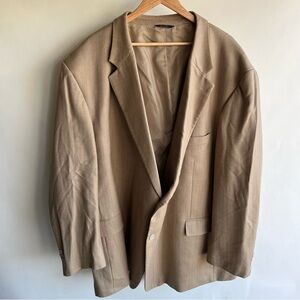 Comfort Zone Suit Jacket Sport Coat Blazer Sz 60R 60 Regular Wool Bamboo Khaki